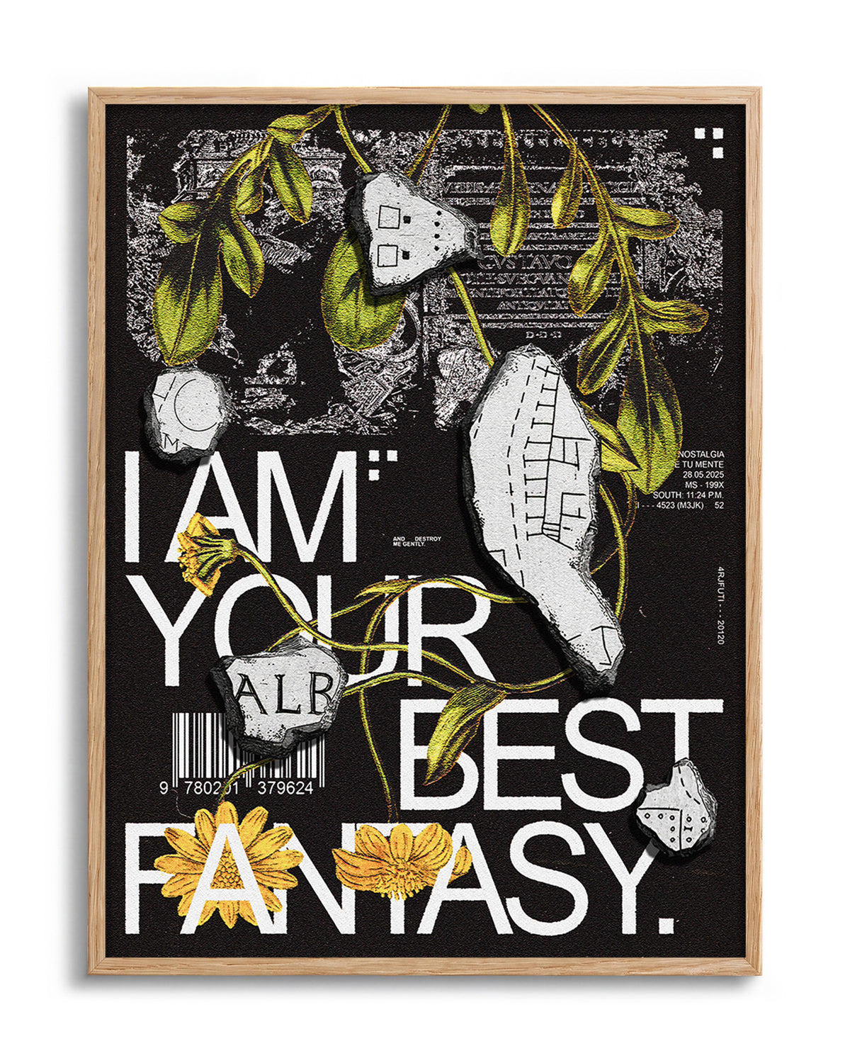 Best Fantasy typography quote print in an oak frame