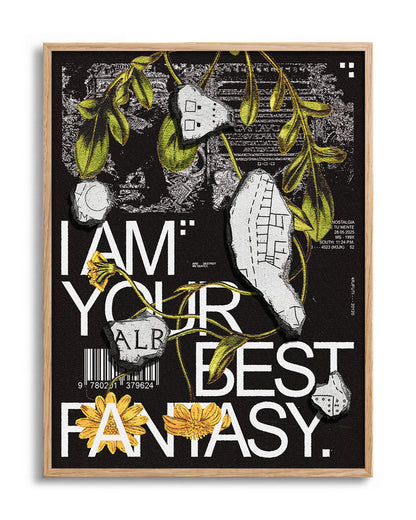 Best Fantasy typography quote print in an oak frame