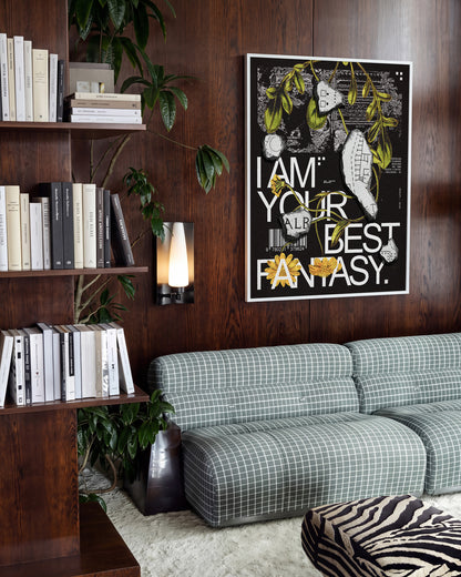 Best Fantasy typography quote print in a white frame on a wall