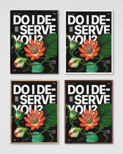 Durian fruit typography print shown in all frame colours