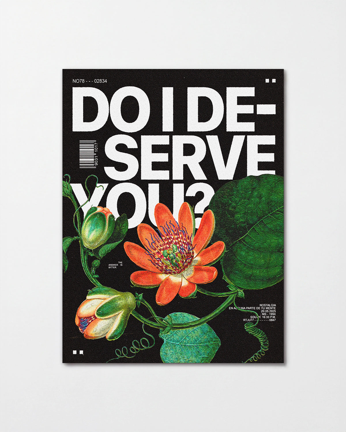 Durian fruit typography print, unframed