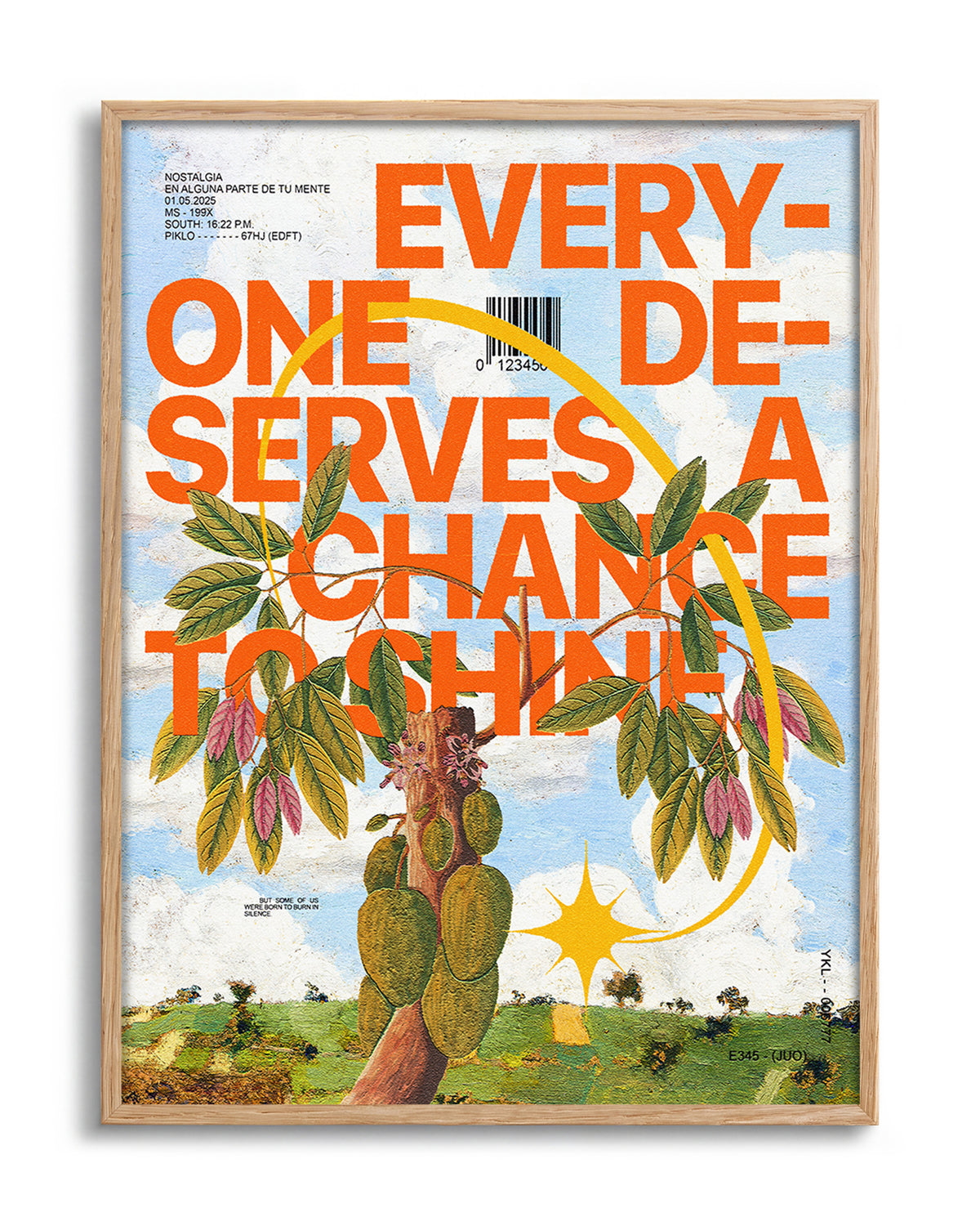 Día de Verano summer typography print in an oak frame