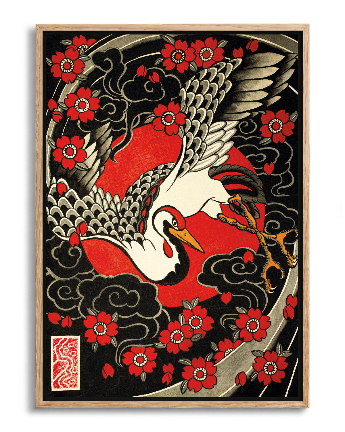 Tsuru & Sakur - no background framed - oak