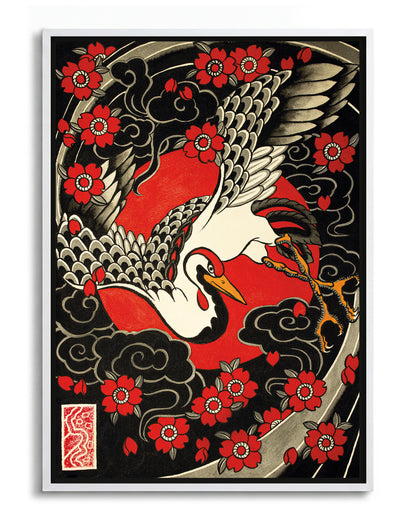Tsuru & Sakur - no background framed - white