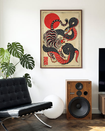 Snake and tiger - room context walnut