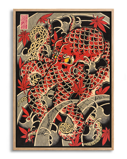 Octopus - no background framed - oak