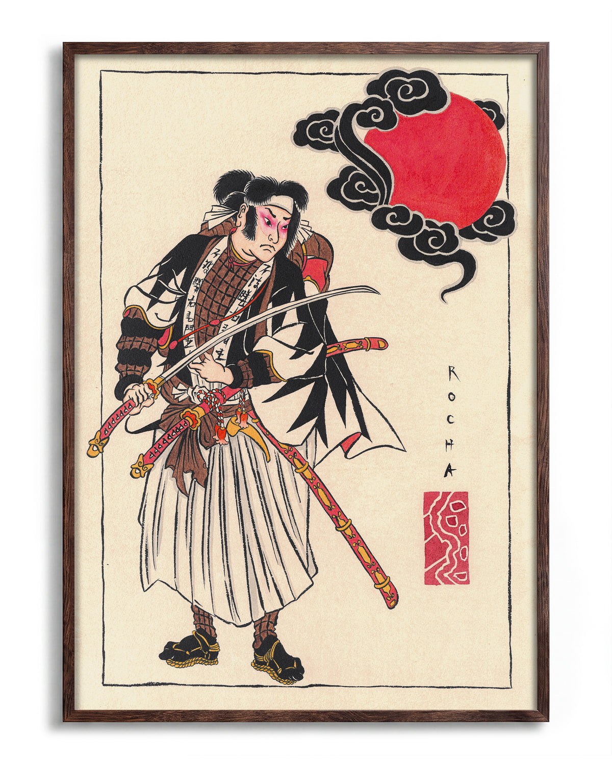 Samurai - no background framed - walnut
