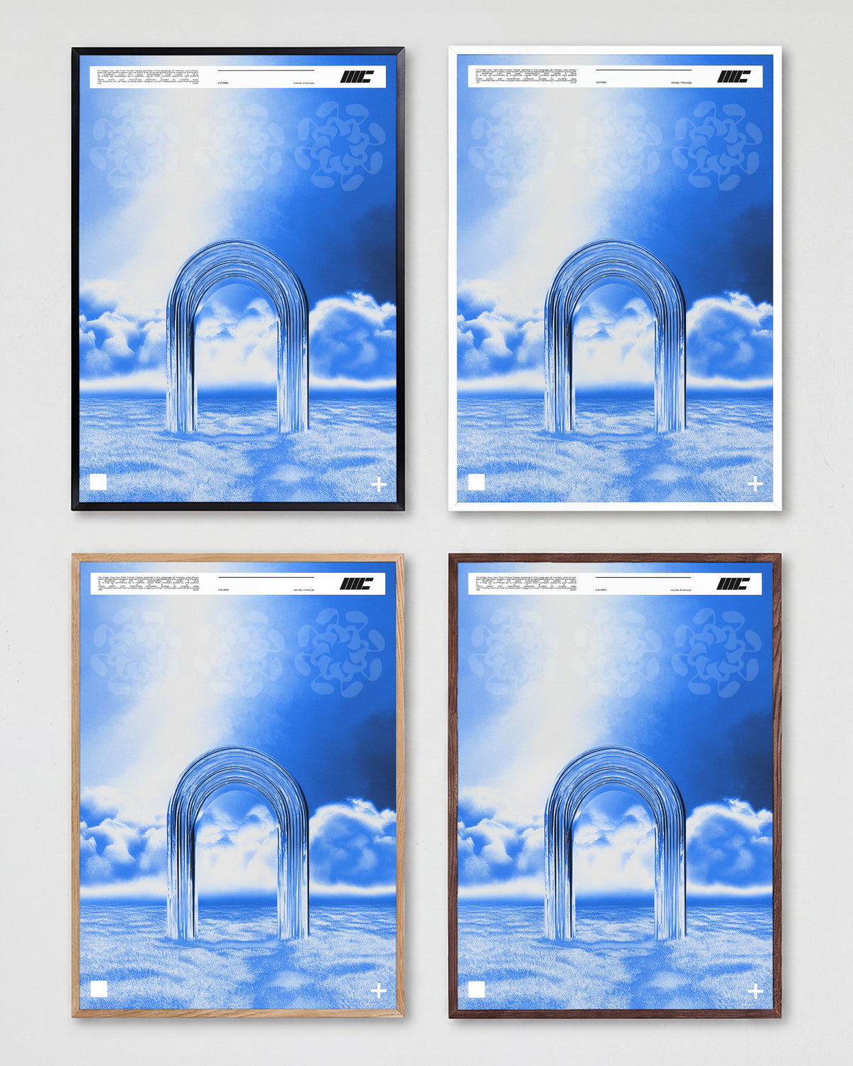Door to Another World retro space art print shown in all frame colours