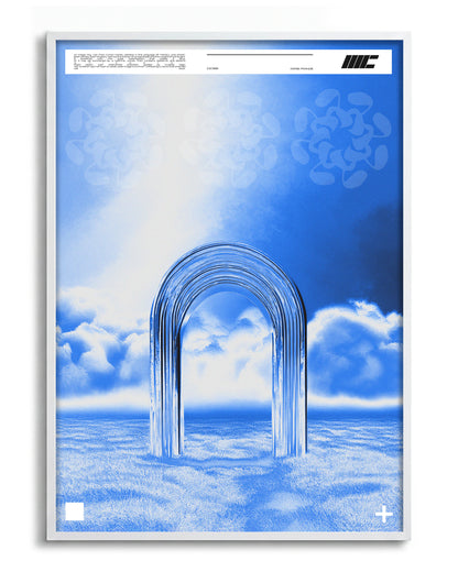 Door to Another World retro space art print in a white frame