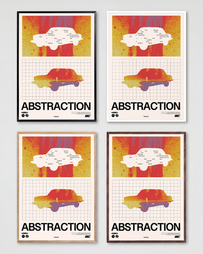 Abstraction retro graphic design print shown in all frame colours
