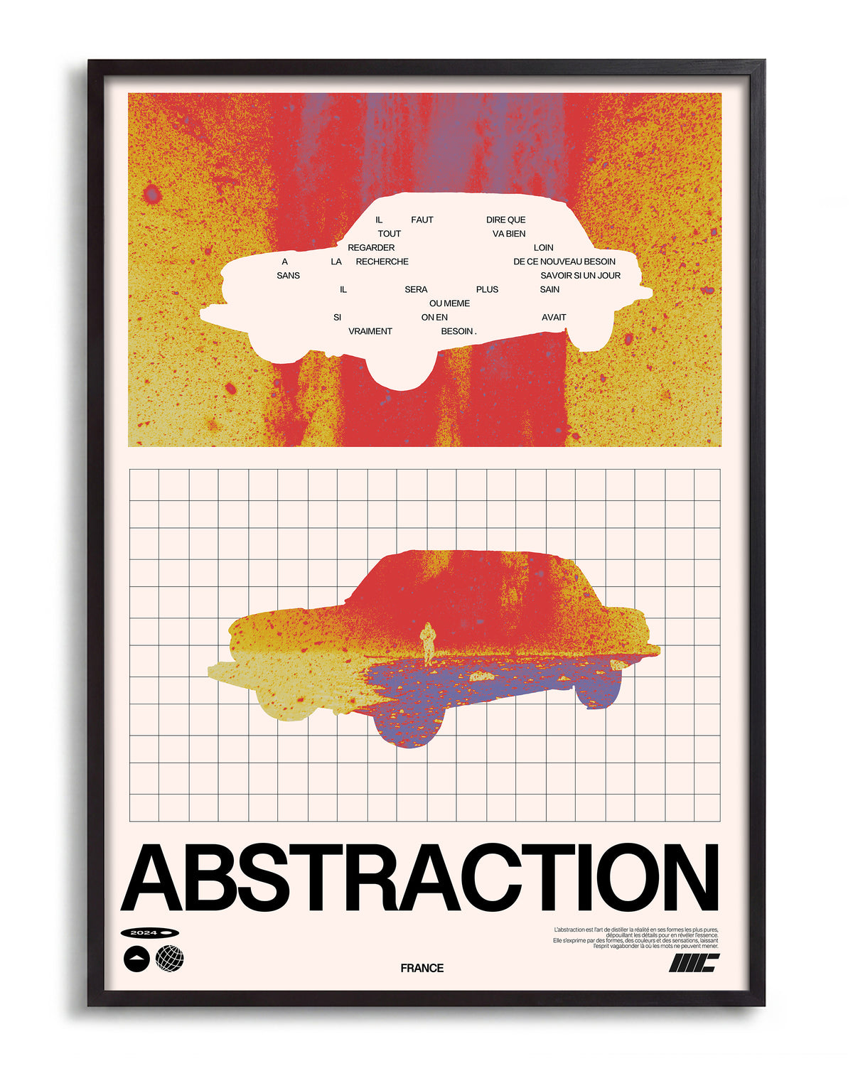 Abstraction retro graphic design print in a black frame