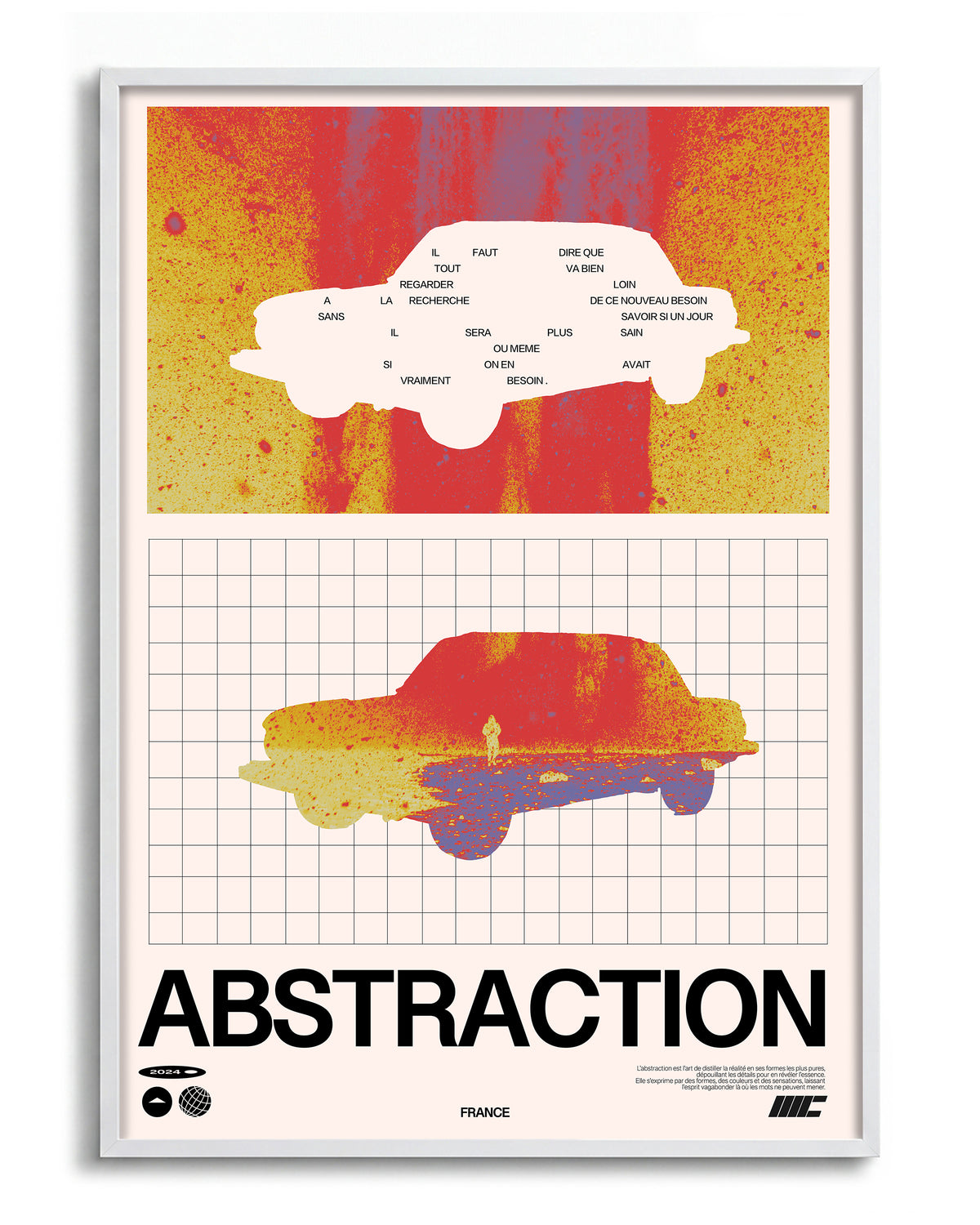 Abstraction retro graphic design print in a white frame