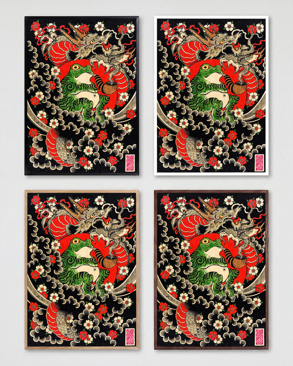 Dragon, Frog & Sakura - all frames