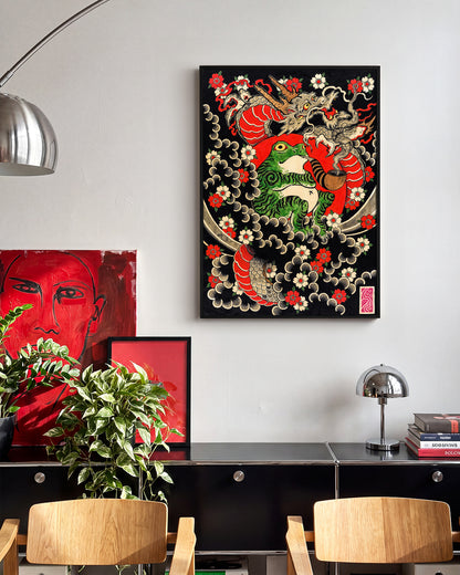 Dragon, Frog & Sakura - room context black