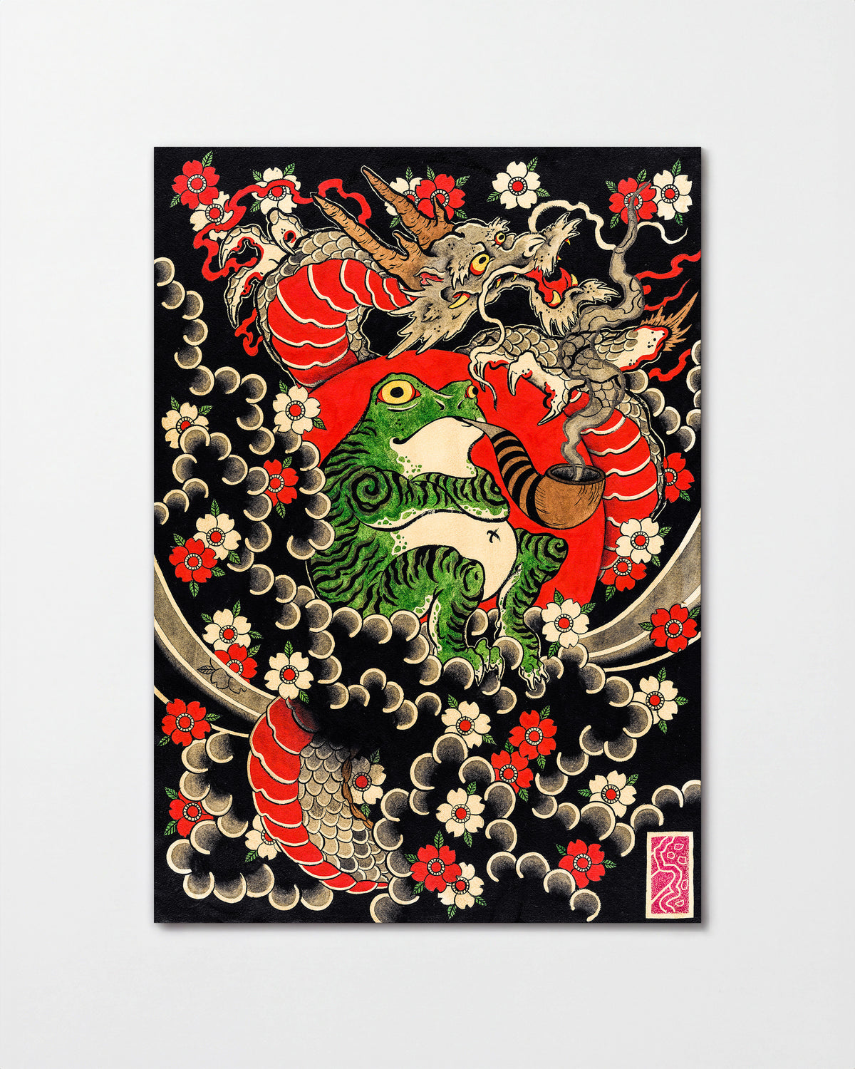 Dragon, Frog & Sakura - unframed