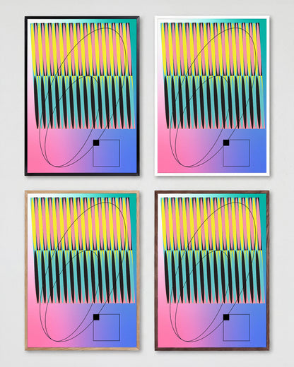 Color Module pop art abstract print shown in all frame colours