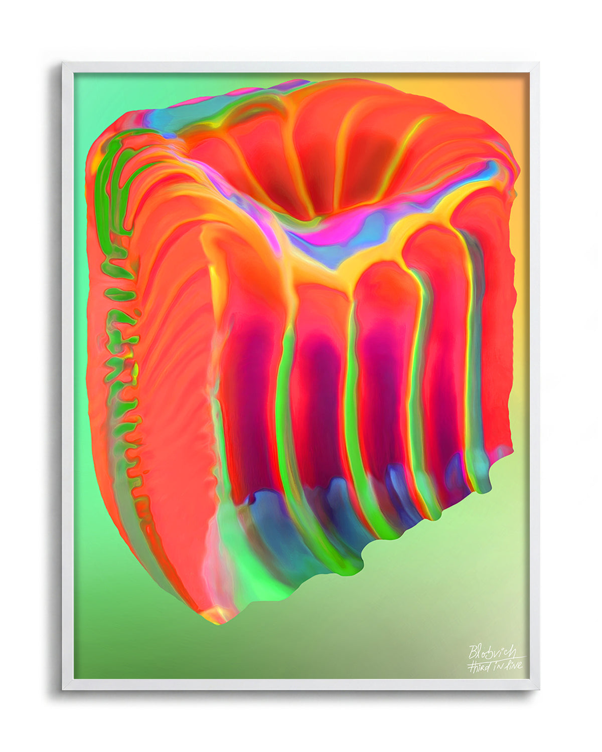 Blobvich - no background framed - white