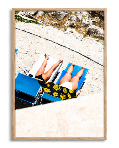 Beach day - no background framed - oak