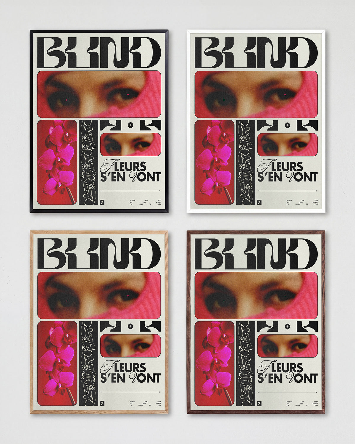Blind typography graphic print shown in all frame colours
