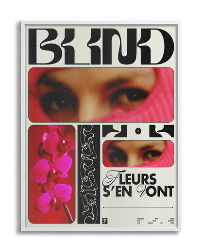 Blind typography graphic print in a white frame