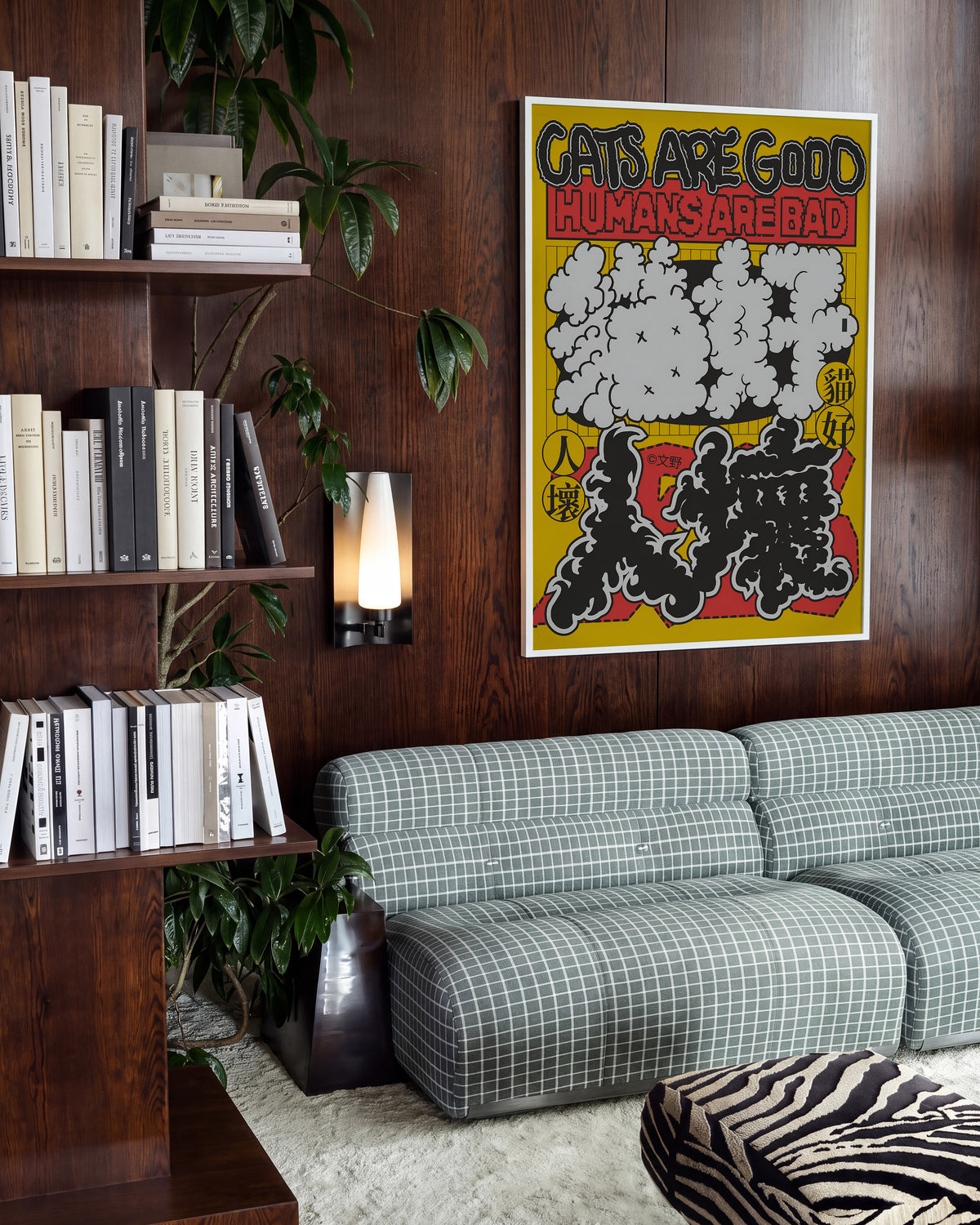 Cats are good cat quote poster in a white frame on a wall
