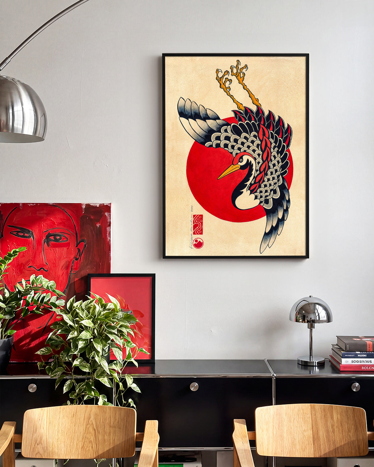 Tsuru & Red Moon - room context black