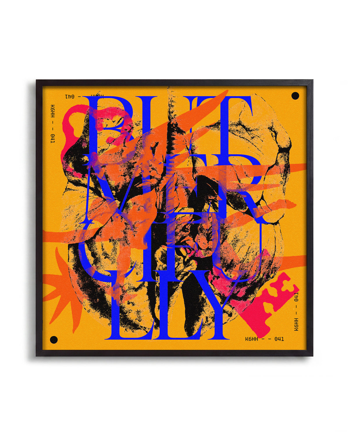 Acid Bite maximalist typography print in a black frame