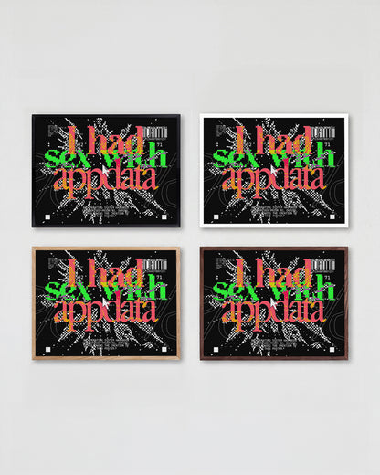 Appdata maximalist typography print shown in all frame colours