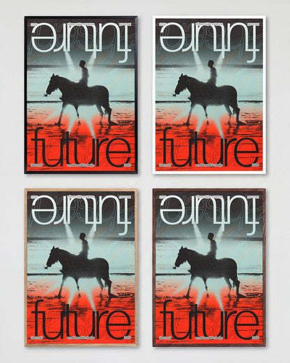Future abstract typography poster shown in all frame colours