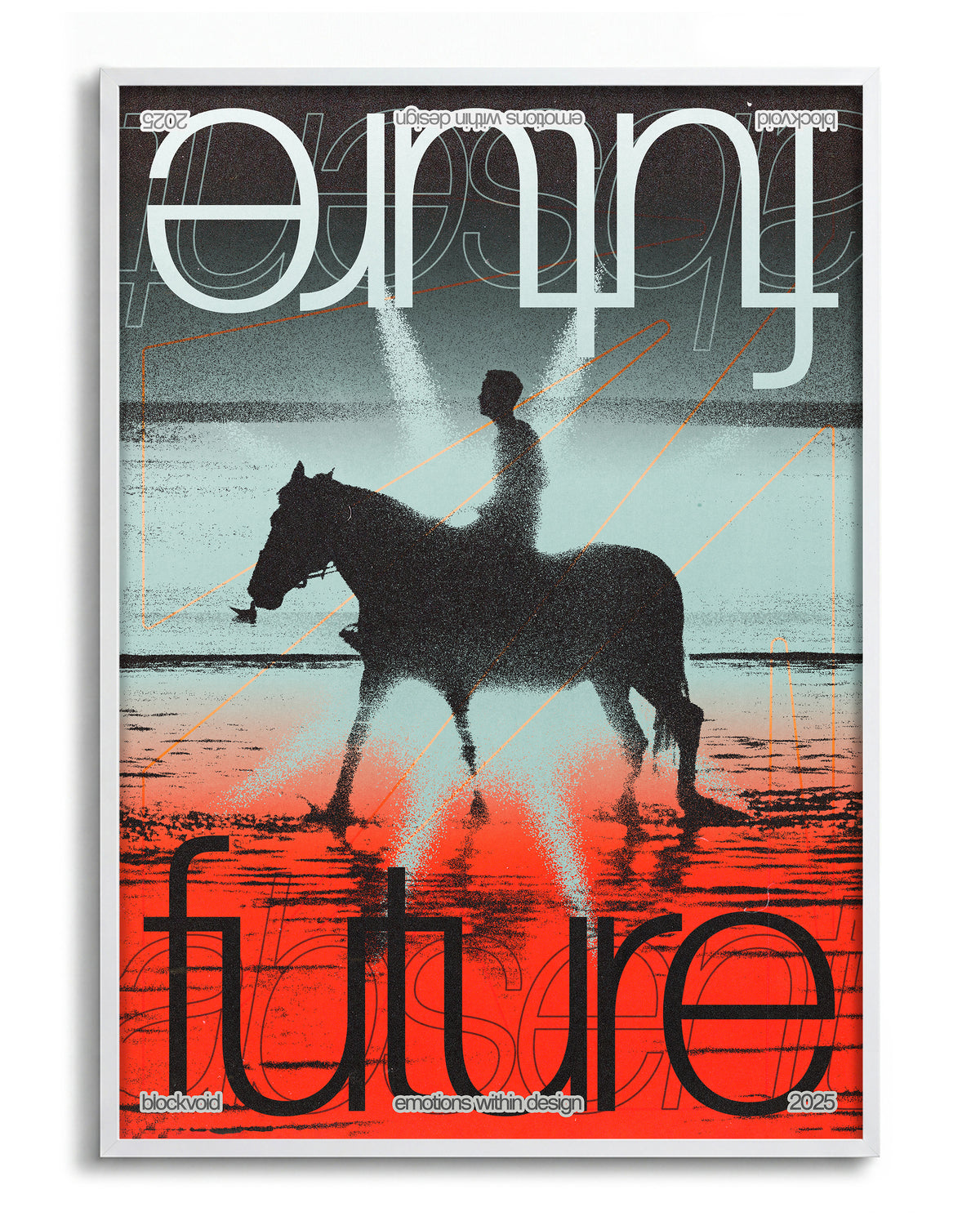 Future abstract typography poster in a white frame