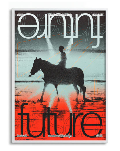 Future abstract typography poster in a white frame