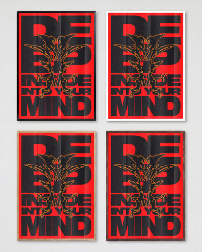 Deep typography quote poster shown in all frame colours