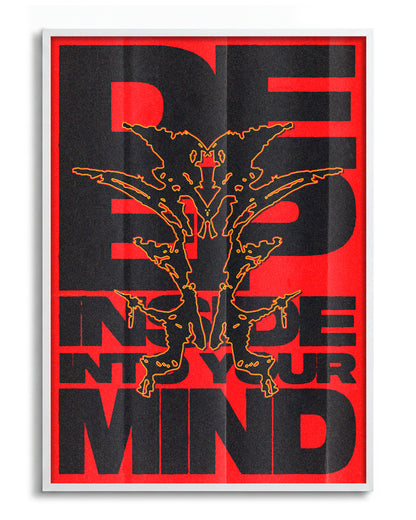 Deep typography quote poster in a white frame