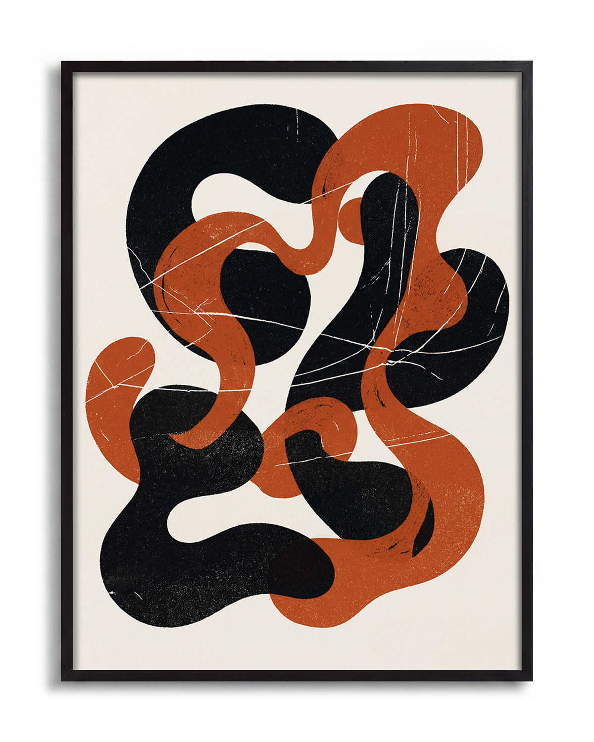 Cinder Flow abstract art print in a black frame
