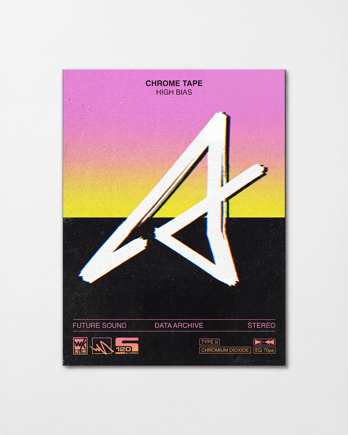 Chrome Tapes geometric typography poster, unframed