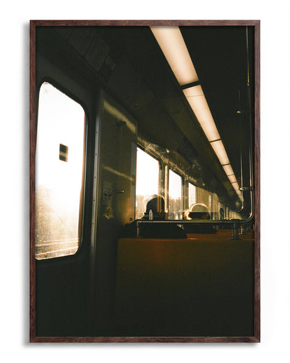 Atumum Light autumn city photography print in a walnut frame