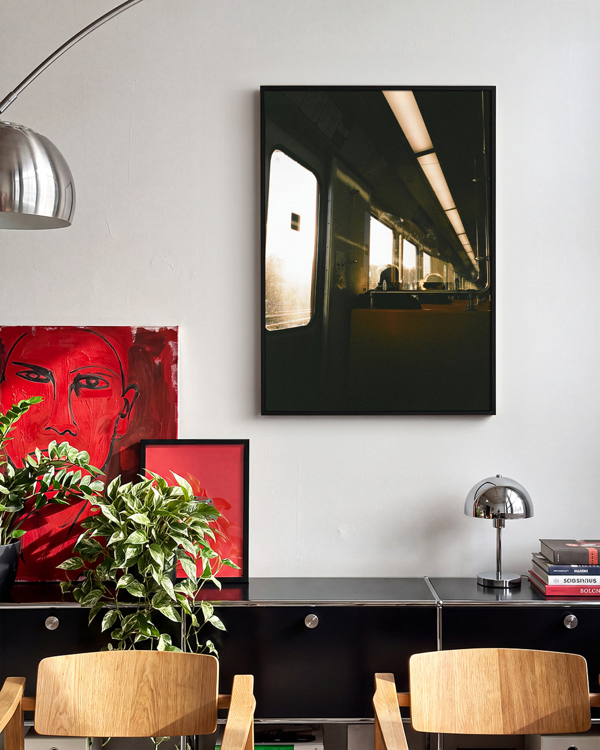 Atumum Light autumn city photography print in a black frame on a wall