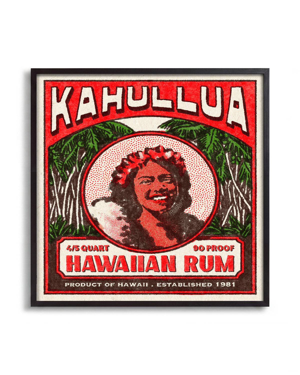 Kahullua Rum - no background framed - black