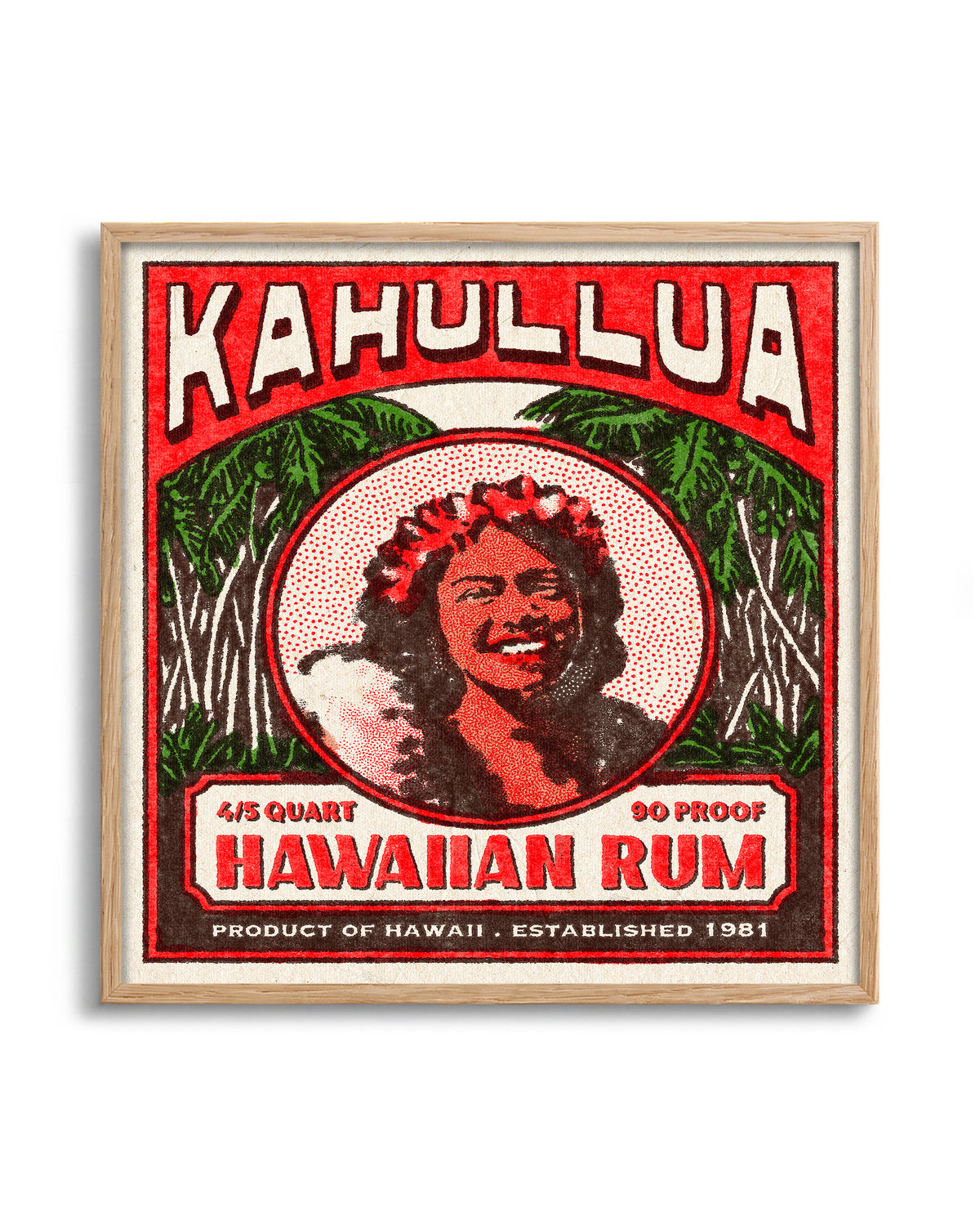 Kahullua Rum - no background framed - oak