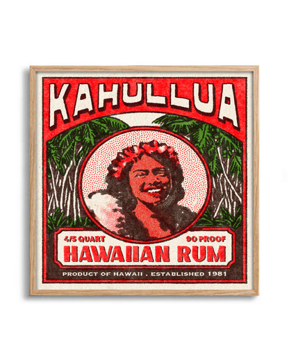Kahullua Rum - no background framed - oak