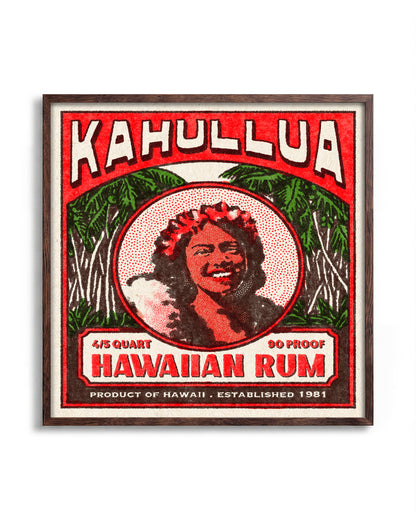 Kahullua Rum - no background framed - walnut