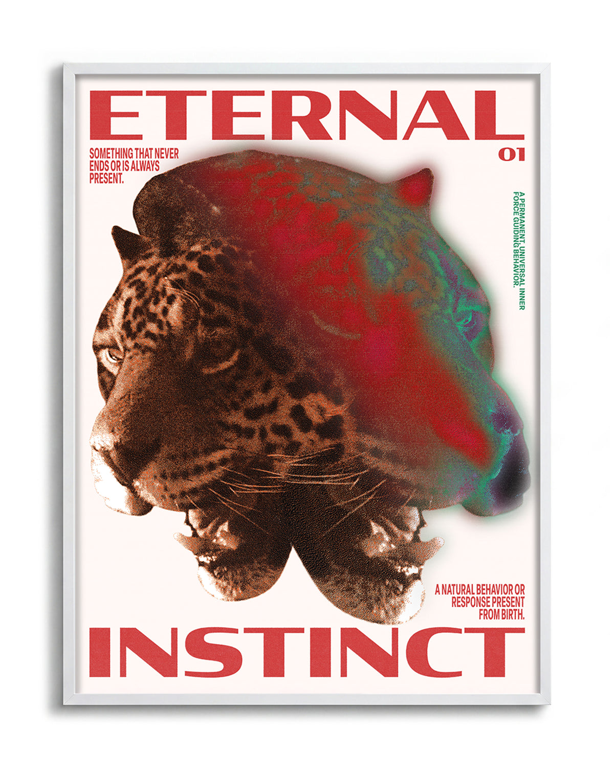 Eternal Instinct 01 graphic animal art print in a white frame