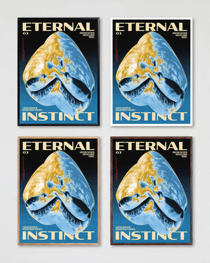 Eternal Instinct 03 graphic animal art print shown in all frame colours
