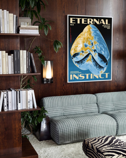 Eternal Instinct 03 graphic animal art print in a white frame on a wall