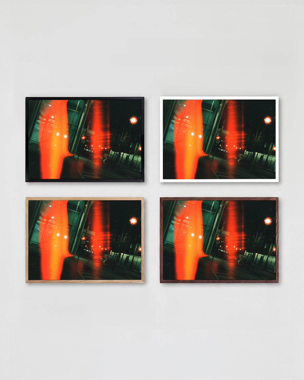 Ember moody night photography print shown in all frame colours
