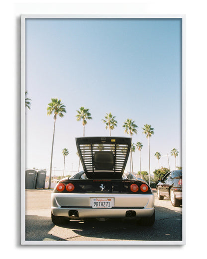 Ferrari LA Los Angeles car photography print in a white frame