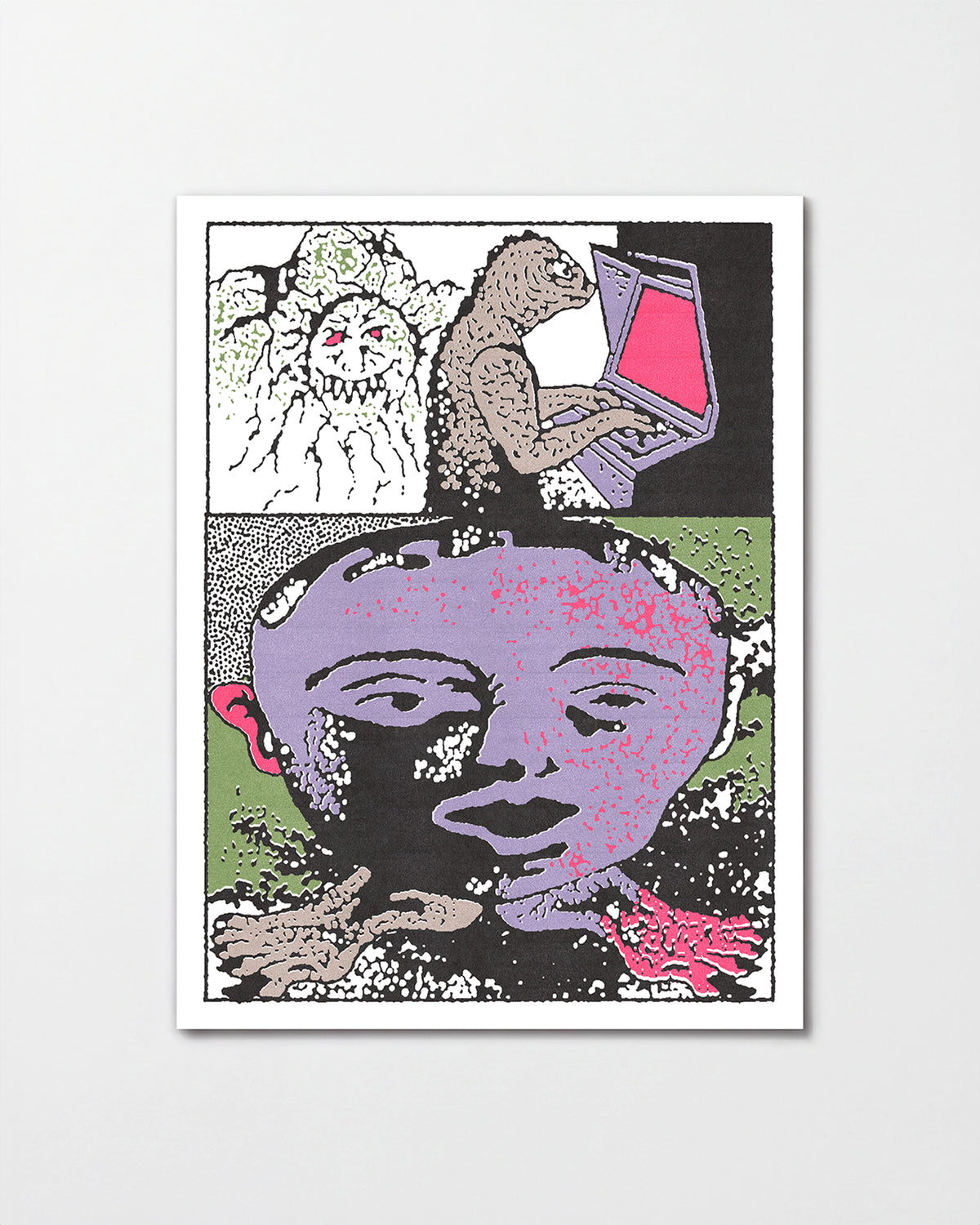 Lizard tech abstract lizard illustration print, unframed