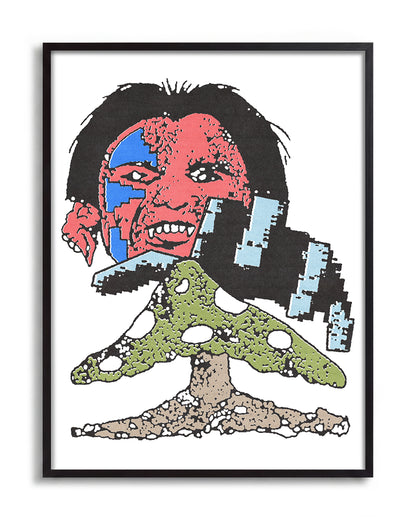 Bless obsessed psychedelic abstract art print in a black frame
