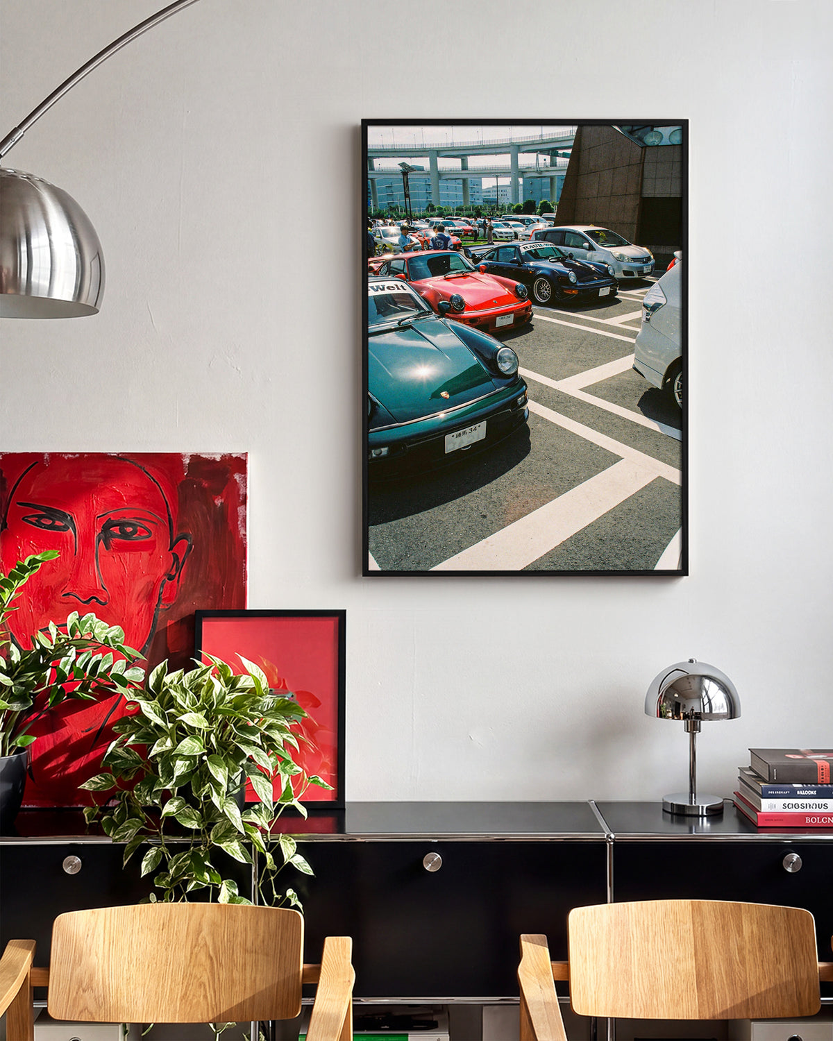 Andreezy 6 JDM street car photography print in a black frame on a wall