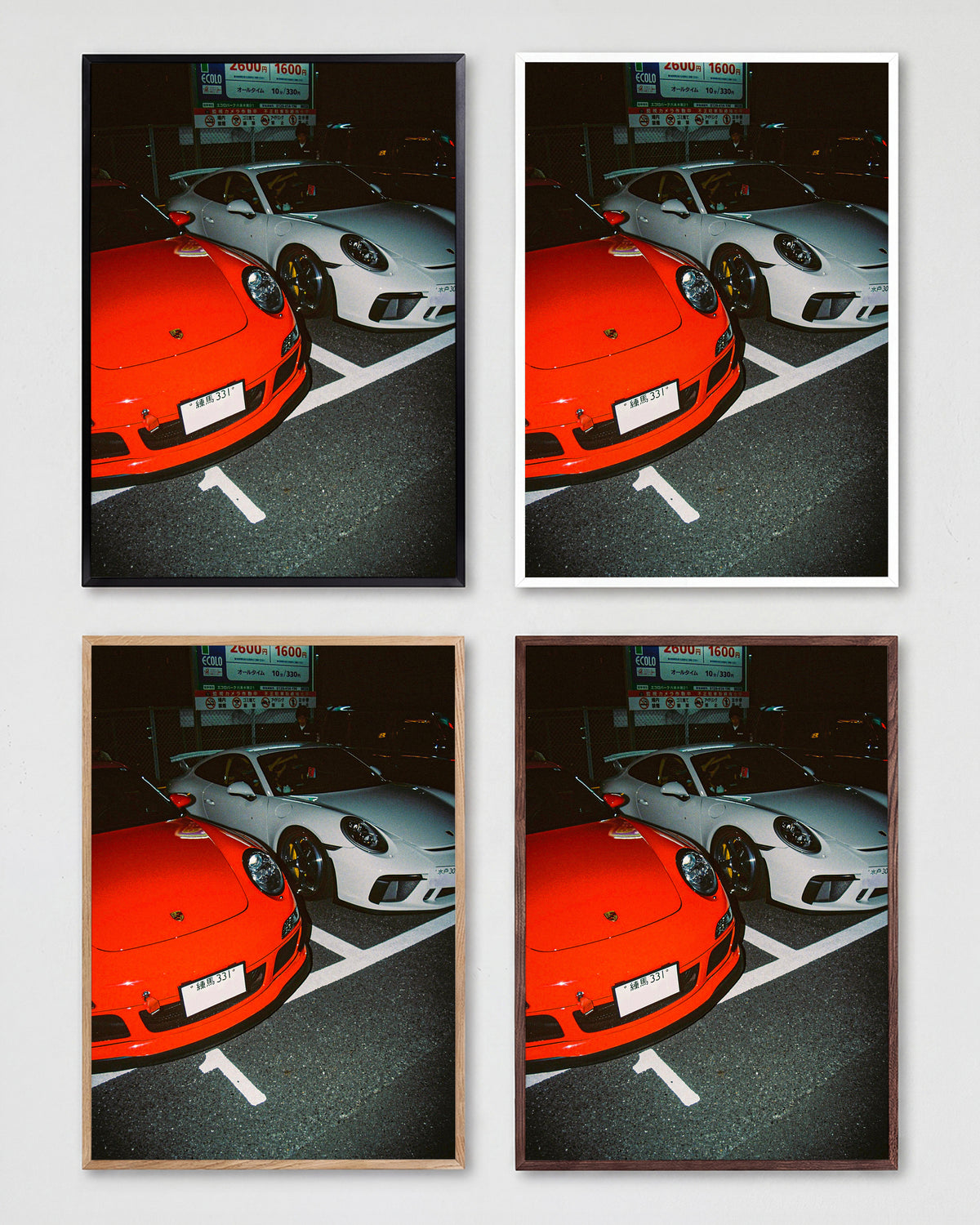 Andreezy 8 vintage Japanese car photography print shown in all frame colours